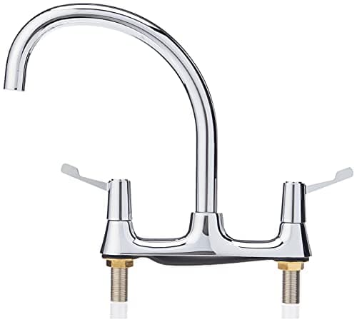 Image of Bristan Value Deck Sink Mixer with Durable Ceramic Disc Valves, Deck Mounted Kitchen Tap Mixers, Chrome Finish