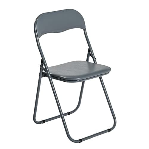 Image of Harbour Housewares Padded Folding Chair - Solid Grey - Pack of 1 - Easy Store Metal Frame Foldable Desk Chair for Office, Dining, Kitchen