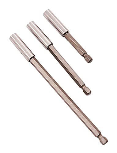 Image of Amtech L2210 Magnetic Bit Holders, 3 Piece Set, 150mm, 100mm and 75mm Lengths, ¼ inch Hex Drive, Quick Release Drives