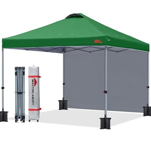 Image of MASTERCANOPY Durable Ez Pop-up Gazebo Tent with 1 Sidewall (3x3M,Forest Green)
