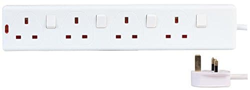 Image of PRO ELEC PELB1751 4 Gang Individually Switched Extension Lead 1m, White