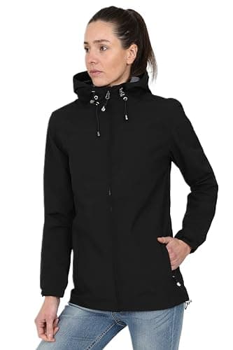 Image of Blu Apparel Women's Waterproof Rain Hooded Jacket Windbreaker Hiking Walking Coat Spring Jackets (UK, Numeric, 14, Regular, Regular, Black)