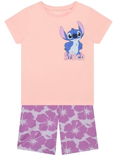 Image of Disney Girls Tshirt And Kids Shorts, Stitch Girls Outfit, Lilo And Stitch T Shirt For Summer Clothes, Multicolour 7-8 Years