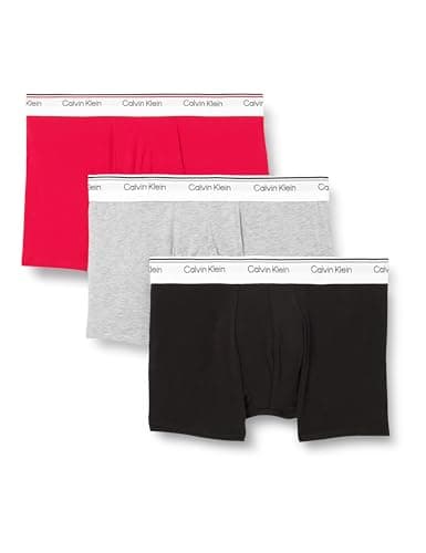 Image of Calvin Klein Men’s 3 Pack Balance Boxer Briefs with Logo Waistband, Multicolor (Turbulence/Ck Ck Logo_Black/ Black), S