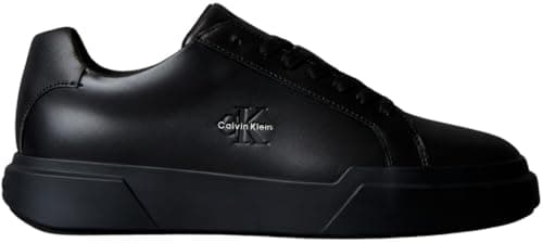 Image of Calvin Klein Men’s Chunky Lace-up Leather Cupsole Trainers, Black (Triple Black), 10