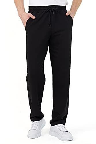 Image of COMEOR Men's Cotton Jogging Pants - Long Men's Sweatpants - Men's Jogger Training Trousers, Relaxing Track Suit Bottom (Black, L)