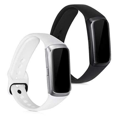 Image of kwmobile Straps for Samsung Galaxy Fit (SM-R370) Straps - 2x Replacement Silicone Watch Bands - Smartwatch or Fitness Tracker - White/Black