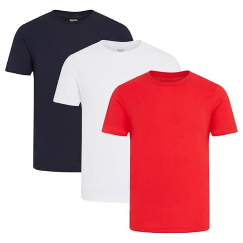Image of Reebok Santo Lightweight Men's T-Shirts - Pack of 3. Cotton Blend Mens Tops, T Shirt Multipack