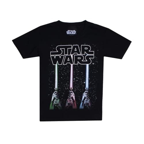 Image of Star Wars Boy's Lightsabers T Shirt, Black (Black Blk), 9-10 Years UK
