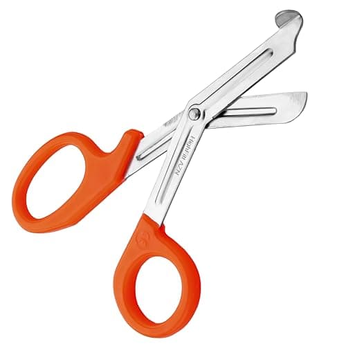 Image of First Aid Scissors, Bandage Tough Cut Tuff-Cut Trauma Medical Shears for Nurses, Paramedics Doctors Students Theatre Hospitals, Veterinary, Firefighter, Rescue, Home and DIY (Orange, 7.5 Inches)