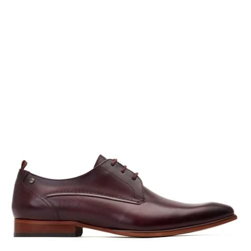Image of Base London Mens Gambino Waxy Bordo Derby Shoes UK 10