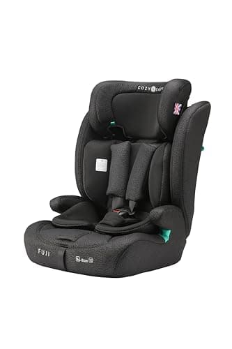 Image of Cozy N Safe Fuji i-Size Car Seat 76-150cm, Forward Facing, 5 Point Harness to 105cm, High Back Booster Seat, Side Impact Protection, Adjustable Headrest, 15 Months to 12 Years (Black/Grey)