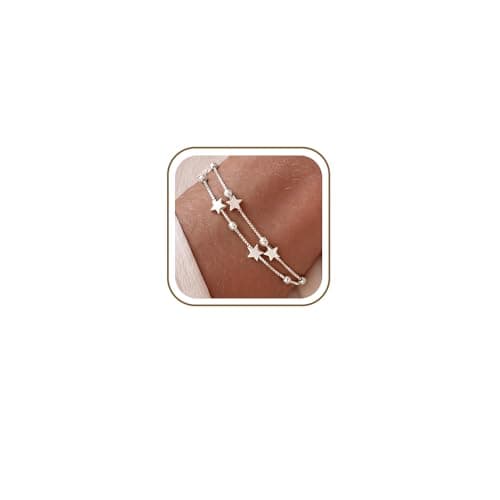 Image of FENNELISA S925 Star Bracelets for Womens, Adjustable Layered Sterling Silver Friendship Bracelet Thoughtful Christams Birthday,Best Friend,Anniversary,New Year Gifts for Women