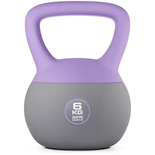 Image of Core Balance Soft Kettlebell 6kg, Soft-Touch PVC with Iron Sand Filling, Reduces Impact & Noise, Wide Ergonomic Handle, Anti-Slip Base, For Home Gym Fitness, Cardio & Strength Training