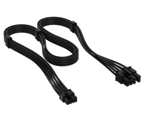 Image of Corsair Elite Premium Type 5 Individually Sleeved PCIe 8-Pin (6+2 Split) PSU Cable – Low-Profile Cable Combs, Triple-Mesh Paracord Sleeve, Compatible Type 5 PSUs – Black