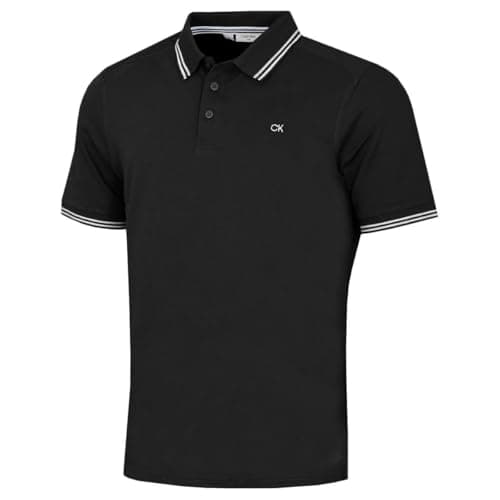 Image of Calvin Klein Mens Campus Tipped Polo Shirt - Black Tipped - XXL