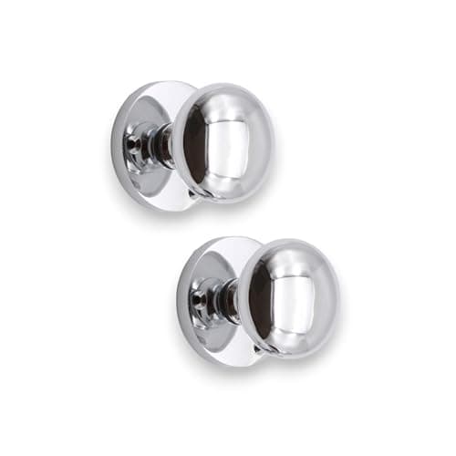 Image of Infinity Decor Victorian Solid Brass Round Mortice Door Knobs Sprung Pull Handles Set 50mm - for Interior Doors (Polished Chrome)