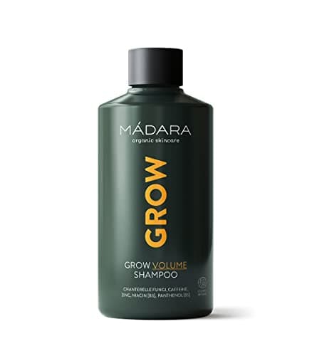 Image of MÁDARA Organic Skincare | Grow Volume Shampoo – 250ml, With caffeine, biotin (B7) and niacin (B3), Fungi-based natural hair growth shampoo for fine, thinning hair, COSMOS natural certified