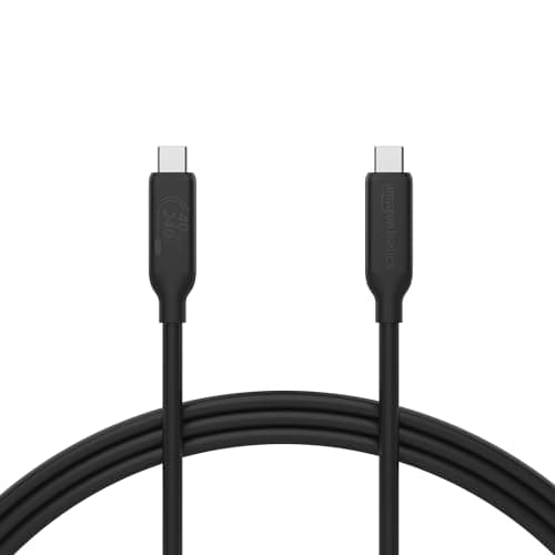 Image of Amazon Basics USB-C to USB-C 4 Fast Charger Cable, 40 Gbps, 8K Video, 240W, USB-IF Cert, Thunderbolt 4/3 Compatible, for Apple iPhone 16/15, iPad, Samsung Galaxy, Tablets, Laptops, 1 m, Black