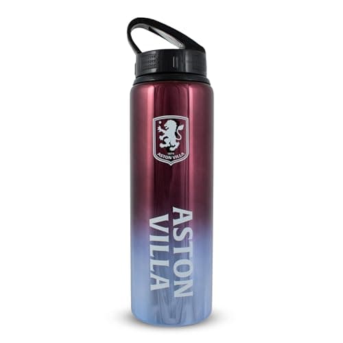 Image of Hy-Pro Officially Licensed Aston Villa F.C 750ml Aluminium UV Water Bottle | Integrated Folding Straw, Neochrome Finish, Leakproof, Lightweight, BPA Free