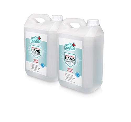 Image of Safe Hands | Hand Sanitiser Gel | Alcohol Free | 5 litre (2 Pack) | Antibacterial & Antiviral Non Alcohol Hand Sanitizer | Kills >99.99% of Bacteria & Viruses | Fully Tested & Certified | Refill