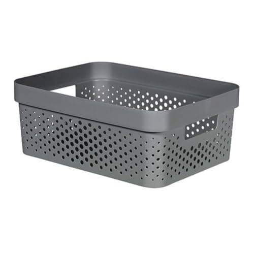Image of Curver Infinity 11L 100% Recycled Storage Basket - Multi-Use, Stackable, Nesting - 35.5 x 26.7 x 13.7 cm - Grey