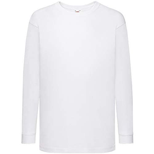 Image of Fruit of the Loom Valueweight Children's Long-Sleeve T-Shirt Choice of Colours - White - One Size