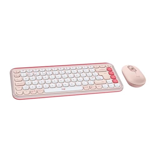 Image of Logitech POP ICON KEYS Wireless Bluetooth Keyboard, Comfortable Typing, POP Mouse, Compact and Portable Wireless Bluetooth Mouse With Programmable Buttons - QWERTY UK – Rose