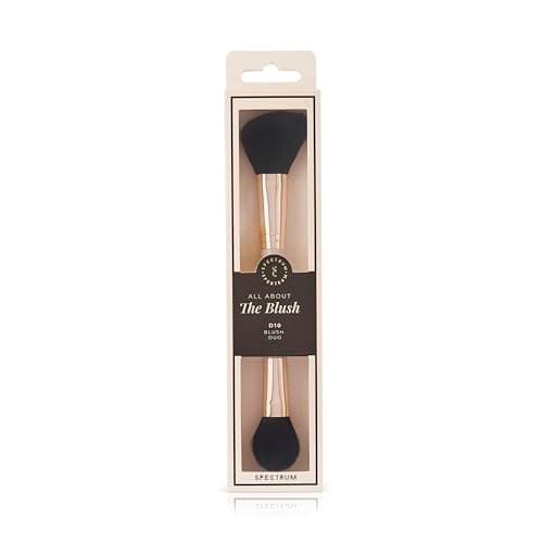 Image of Spectrum The Blush & Blend Dual-Ended Brush | Fluffy & Angled for Cream & Powder | Chic Handle & Gold Ferrule | Vegan & Cruelty-Free | Flawless Cheeks & Professional Finish