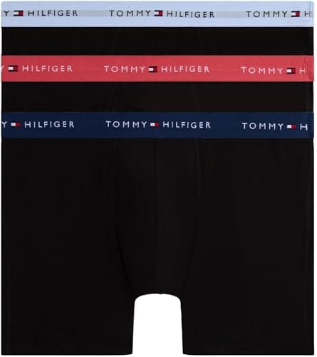 Image of Tommy Hilfiger Men’s 3 Pack Cotton Boxer Briefs, Multicolor (Frs Cran/Swt Blu/Nght Sky), XXL