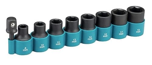Image of Makita B-54645 9 Piece Cr-Mo 1/2" Impact Socket Set with 1/4" Hex Adapter