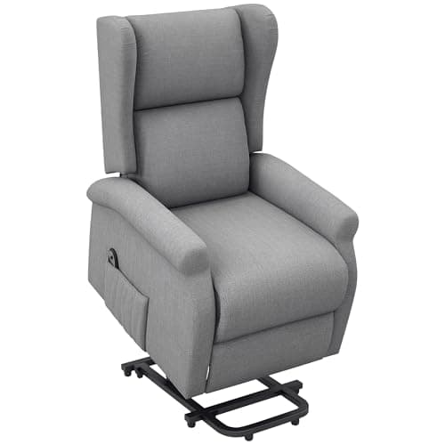Image of HOMCOM Power Lift Recliner Armchair, Electric Lift Chair for Elderly, Fabric Riser and Reclining Chair with Remote Control, Side Pockets, Extended Footrest, for Living Room, Grey