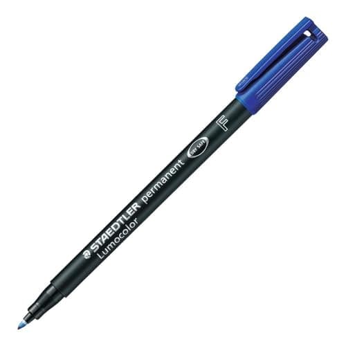 Image of STAEDTLER 318-3 Lumocolor Permanent Pen, Fine Line Width, 0.6mm - Blue (Box of 10)