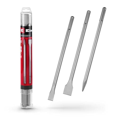 Image of Original Einhell 3-Piece SDS Max Chisel Set, 400 mm (with Pointed Chisel, 25 mm Wide Flat Chisel and 40 mm Wide Spade Chisel Made of Durable 40Cr Steel for Demolition and Renovation Work)