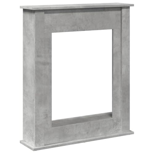 Image of Teenpull Fireplace Surround Concrete Grey Wood Material for Electric Fireplaces 75 x 20 x 87.5 cm Fireplace Accessories with Shelf and Heat Protection for Living Room, Fireplace Care, Fire Protection