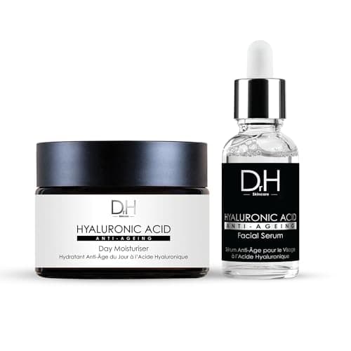 Image of Dr H Hyaluronic Acid Facial Serum & Day Moisturiser Skincare Kit | Serum 30ml & Day Moisturiser 60ml | Hydrating & Nourishing Formula with Allantoin, Aloe Vera & Gluconolactone for Youthful Skin