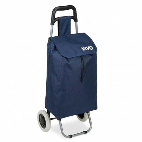 Image of 59L Folding Lightweight Shopping Trolley, Hard Wearing & Foldaway for Easy Storage, Large Shopping Trolley on 2 Wheels Shopping Cart Blue