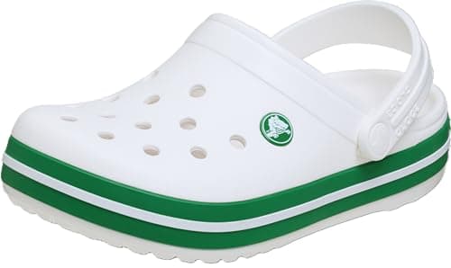 Image of Crocs Unisex Kids Clog,Crocband Clog T,White/Green Ivy,8 UK Child
