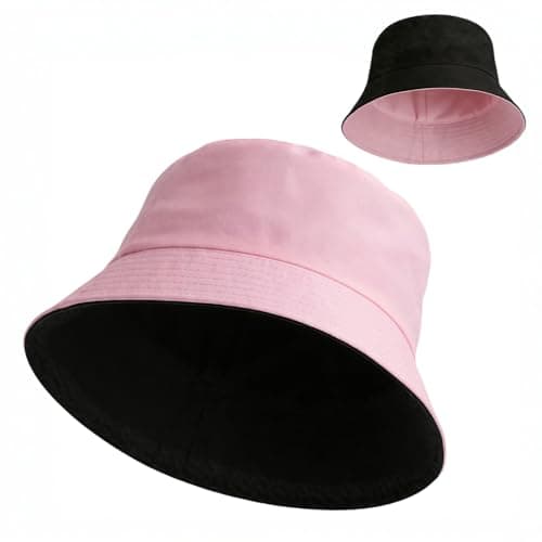 Image of Zilaro Bucket Hat Women & Men, Solid Colors Sun Hat with UV Protection, Reversible Foldable Men's Women's Bucket Hats, Ladies Summer Funny Hats for Fishing Golf Hiking Festival (Pink)