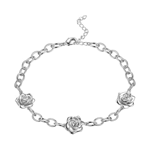 Image of SEIHOP Rose Adjustable Bracelets Rose Link Flower Bangle Elegant Silver Plated Jewelry Gifts for Women KB0024W