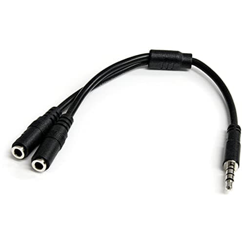 Image of StarTech.com Headset Adapter, Microphone and Headphone Splitter - 3.5mm Male Aux to 3.5mm Female Audio & Mic Combo Jack Y Cable for Laptop / PC (MUYHSMFF)