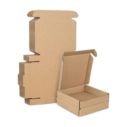 Image of 100 Pack Large Letter box Royal Mail PIP Boxes C7 Cardboard Postal Mailing Brown Mini 100 Corrugated Mail Kraft Shipping Carton External measurement 14cm x 10.5cm x 2.3cm Strong Posting Postal