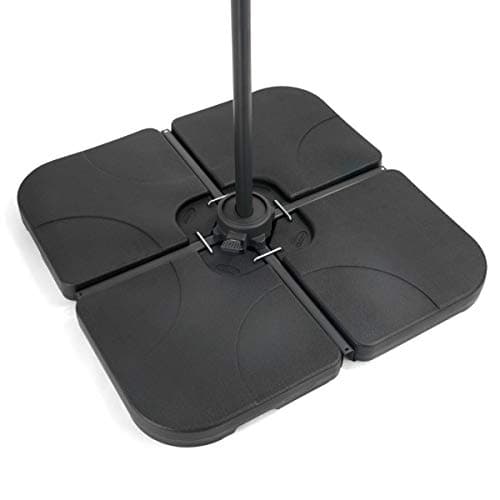 Image of CHRISTOW Cantilever Banana Parasol Base 80kg, Garden Patio Umbrella Weights, Heavy Duty Weather-Resistant Resin, Fillable with Water or Sand, 4 Sections, Fits 4.5cm to 6cm Cross Bases