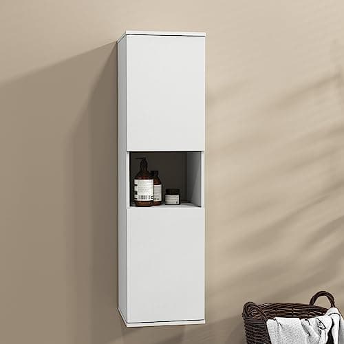 Image of Panana 1100mmTall Bathroom Cabinet Storage Cupboard Unit Wall Mounted Tallboy Furniture, White