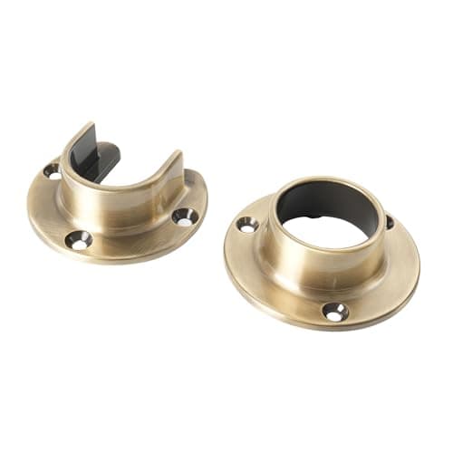 Image of Cosnys 1 Pair Heavy Duty Antique Brass Zinc Closet Pole Sockets Rod End Support Flange Rod Holder Set Wall Mount Pipe Bracket with Screws for Closet Wardrobe Shower Curtain Rod (Fit 33mm 1-1/4")