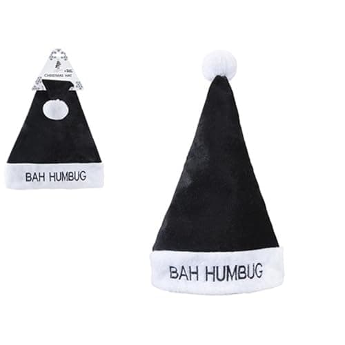 Image of PMS Bah Humbug Christmas Hat Santa Headwear Black Festive Novelty Xmas Secret Santa One Size