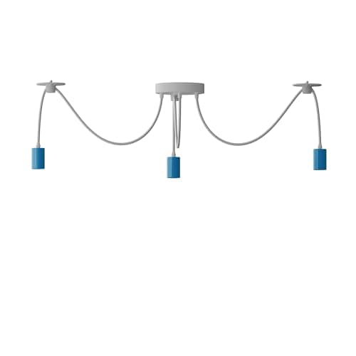 Image of LEDSone Industrial 3 Head Spider Pendant Light Blue E27 Ceiling Fitting Adjustable Cable Metal Hanging Lamp for Kitchen Island Dining Room Modern Lighting