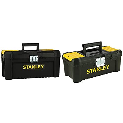 Image of Stanley STST1-75518 Essential 16" Toolbox with Metal latches, Black/Yellow, Inch & STST1-75515 Low Essential Tool Box, Black/Yellow, 12.5-Inch