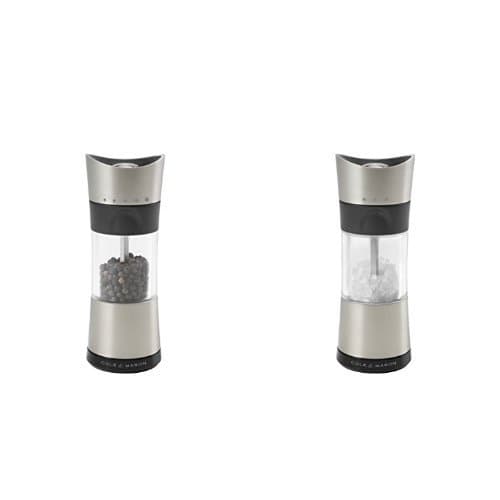 Image of Cole & Mason Horsham Inverter Pepper Mill, Acrylic and Chrome, 154mm with Precision Grind Horsham Inverter Salt Mill - Acrylic and Chrome/Silver, 15.5 cm