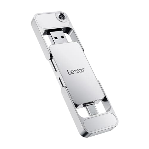 Image of Lexar D70E 512GB Dual Drive External SSD, Up to 2000MB/s Read and 1300MB/s Write, Cable-free Portable SSD for USB Type-C/Type-A devices, Compatible with iPhone 17